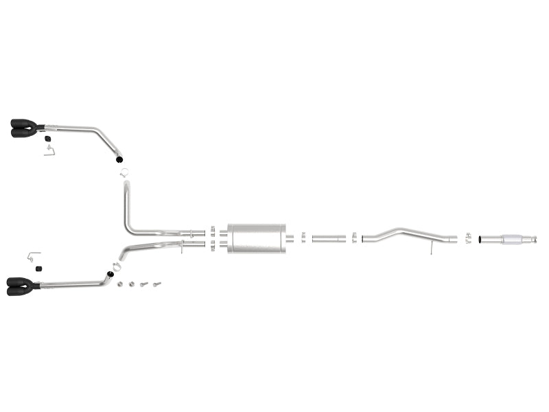 aFe Vulcan Series 3 cale-2,5 cala 304 SS układ wydechowy cat-back 2019 GM Silverado / Sierra 1500 V8-5.3L z czarnymi końcówkami