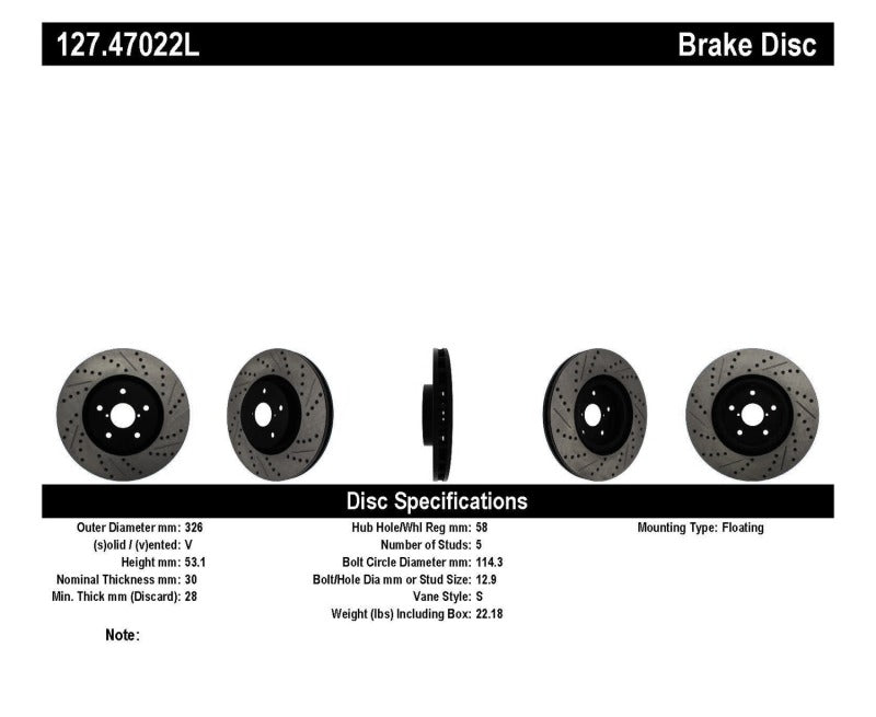 
                      
                        StopTech 05-10 Subaru Impreza WRX/STi Slotted & Drilled Left Front Rotor
                      
                    