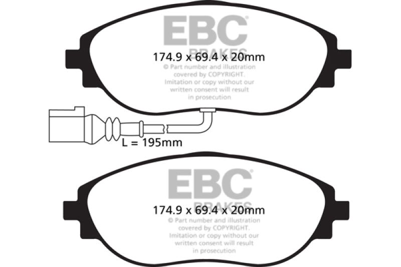 
                      
                        EBC 14-20 Audi S3 2.0 Turbo Yellowstuff Front Brake Pads
                      
                    