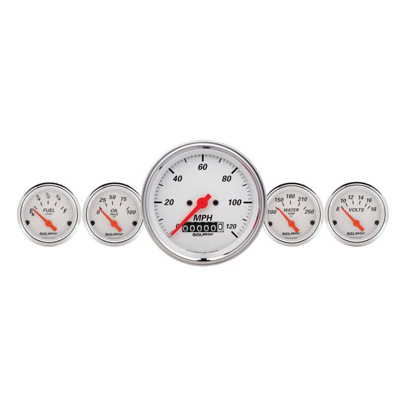 Autometer Arctic White 3-3/8in Electric Speedometer with Wheel Odometer/ 2-1/16in Oil Pressure