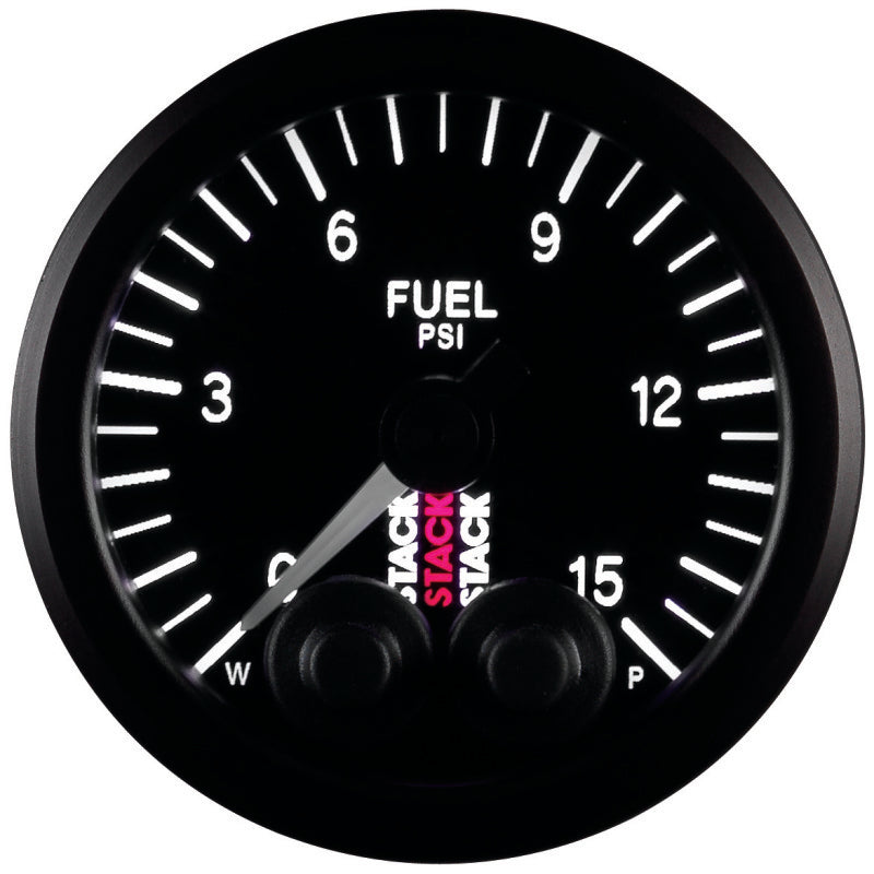 Autometer Stack 52mm 0-15 PSI 1/8in NPTF Male Pro-Control Fuel Pressure Gauge - Black