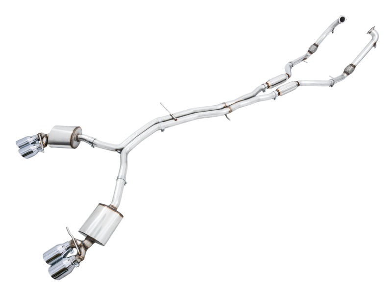 AWE Tuning Audi B9 S4 Touring Edition Exhaust - Non-Resonated (Silver 102mm Tips)