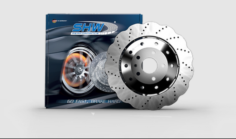 SHW 14-20 Audi R8 5.2L (Excl Ceramic Brake) Rear Drill-Dimp Lightweight Wavy Brake Rotor(4S0615601B)