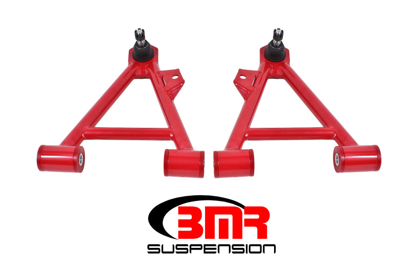 BMR 94-04 Mustang Untere nicht verstellbare A-Arme (nur Gewindefahrwerk) mit Standard-Kugelgelenk (Poly) – Rot