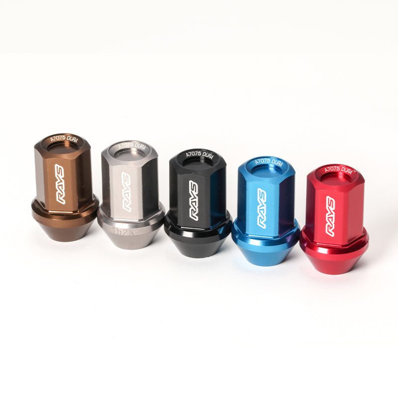 Rays Dura-Nut L37 Gerader Typ 6H 12x1,25 Radmutternsatz, 20 Radmuttern, 4 Schlösser, Schwarz