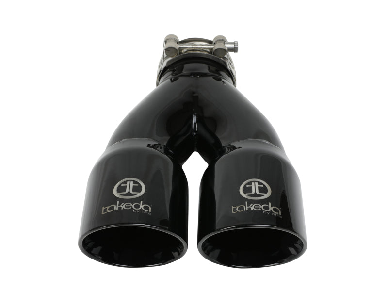 
                      
                        aFe Takeda 2.5in 304 Stainless Steel Clamp-on Exhaust Tip 2.5in Inlet 3in Dual Outlet - Black
                      
                    