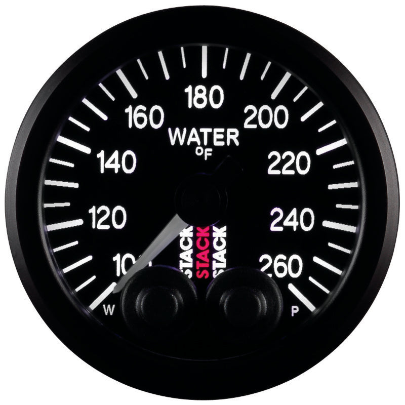 Autometer Stack Pro Control 52mm 100-260 deg F Water Temp Gauge - Black (1/8in NPTF Male)