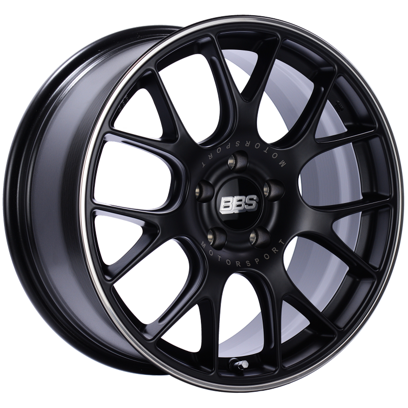 BBS CH-R 18x8.5 5x112 ET47 Satin Black Polished Rim Protector Wheel -82mm PFS/Clip Required