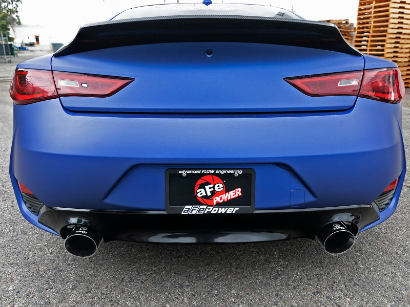 aFe POWER Takeda 2.5in 304 SS Axle-Back Exhaust w/ Black Tips 17-19 Infiniti Q60 V6-3.0L (tt)