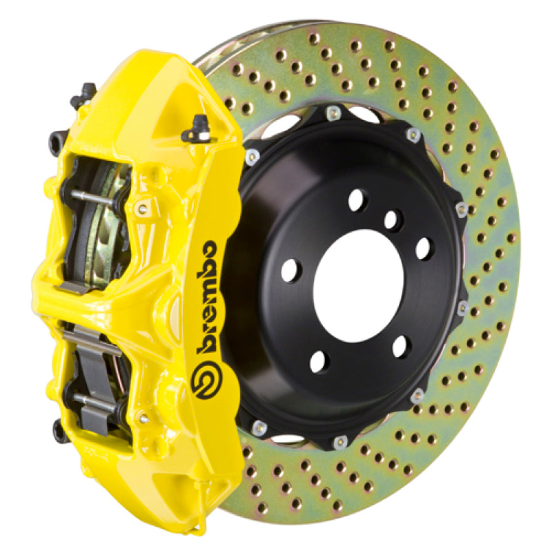Brembo 12-20 GS350/GS350 F-Sport Bez napędu na wszystkie koła Przedni zestaw BBK GT 6-tłoczkowy odlew 380x32 2-częściowy nawiercany rotor – żółty