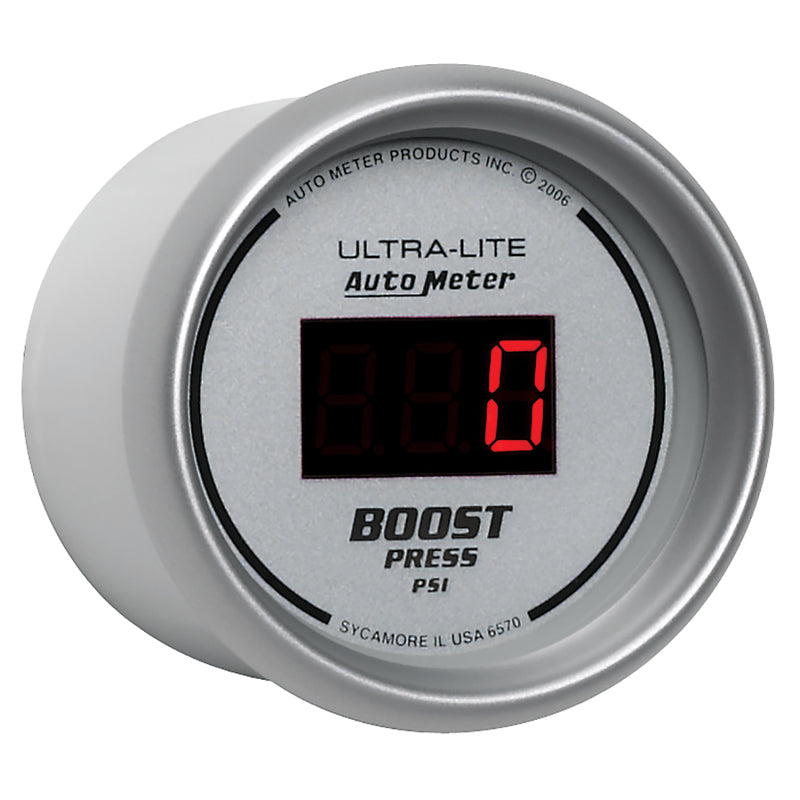 Autometer Ultra-Lite 2-1/16in 5-60 PSI Digital Boost Pressure Gauge - Silver