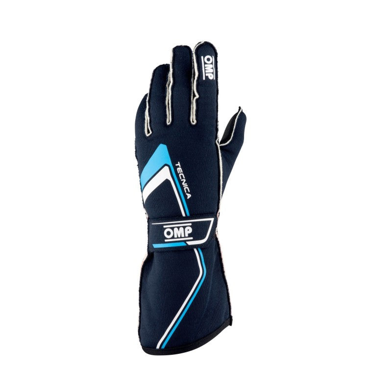 OMP Tecnica Gloves My2021 Navy/Cyan - Size M (Fia 8856-2018)