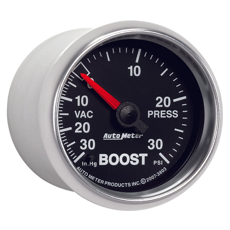 
                      
                        Autometer GS 52mm 30 In Hg.-Vac/30 PSI Mechanical Vacuum/Boost Gauge
                      
                    