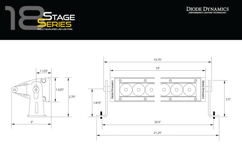 
                      
                        Diode Dynamics 18 In LED Light Bar Single Row Straight - Amber Combo Each Stage Series
                      
                    