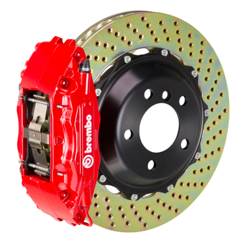 Brembo 95-98 993 C2/993 C4 Front GT BBK 4 Piston Cast 2pc 332x32 2pc Rotor Drilled-Red