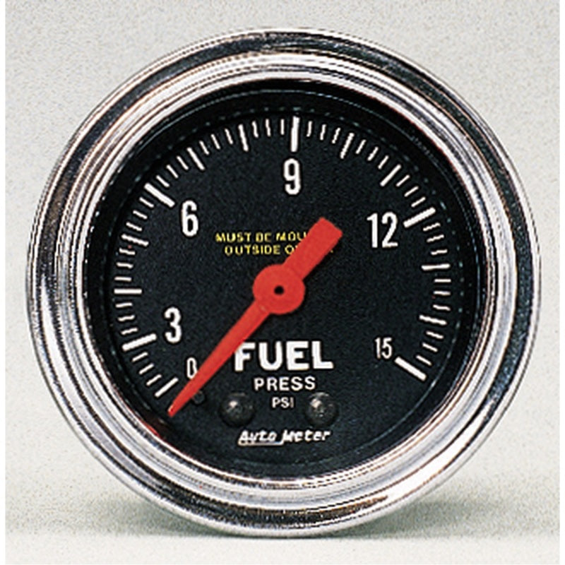 AutoMeter Gauge Fuel Pressure 2-1/16in. 15PSI Mechanical Traditional Chrome