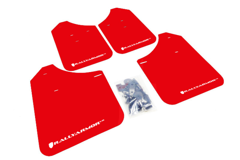 Rally Armor 02–07 Subaru WRX/STI/RS/2.5i (Kombis erforderlich) Roter UR-Schmutzfänger mit weißem Logo