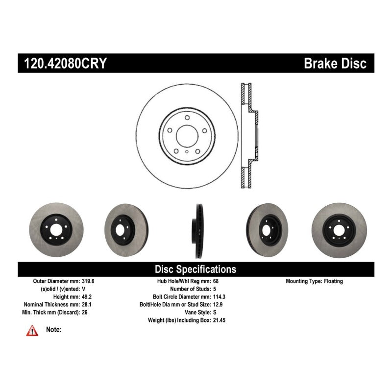 
                      
                        Stoptech 06-07 350Z / 05-07 G35 / 06-07 G35X Front CRYO-STOP Rotor
                      
                    