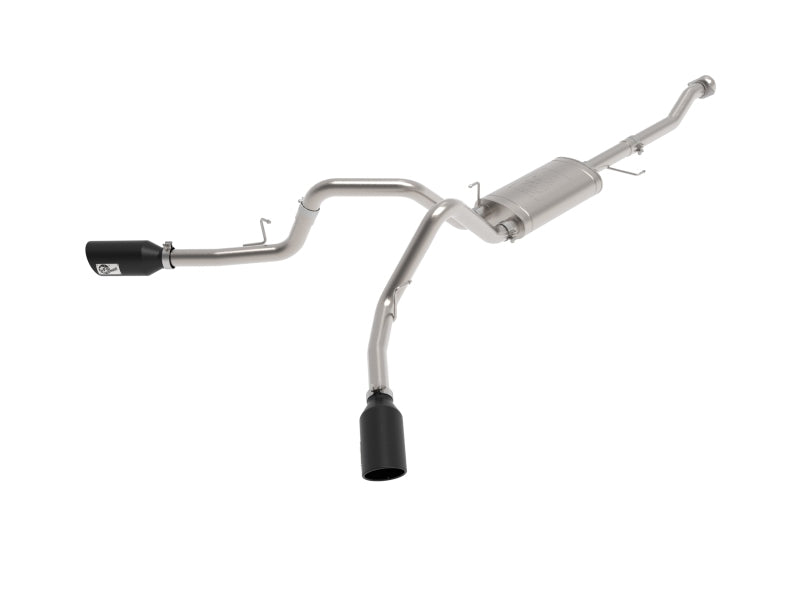 aFe Vulcan 3in 304 SS Cat-Back Układ Wydechowy 2021 Ford F-150 V6 2.7L/3.5L (tt)/V8 5.0L z Czarnymi Końcówkami