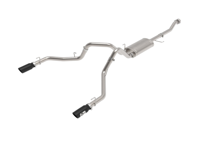 aFe Vulcan 3in 304 SS Cat-Back Exhaust 2021 Ford F-150 V6 2.7L/3.5L (tt)/V8 5.0L z czarnymi końcówkami
