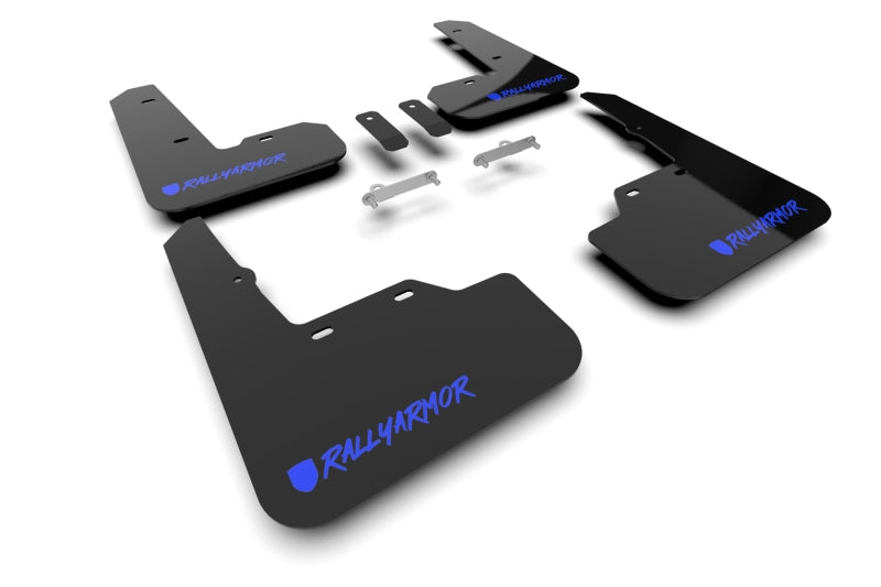 Rally Armor 22–25 Subaru WRX, schwarzer UR-Schmutzfänger, veränderte Schriftart, blaues Logo