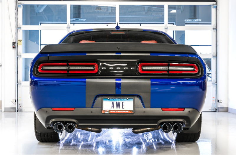 AWE Tuning 2017+ Dodge Challenger 5.7L Track Edition Exhaust - Chrome Silver Quad Tips