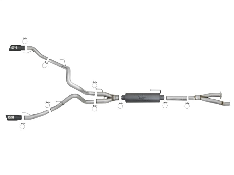 aFe MACH Force-Xp 3 cale do 3-1/2 cala 304 SS Cat-Back układ wydechowy z czarną końcówką 17-18 Ford F-150 Raptor V6 3.5L