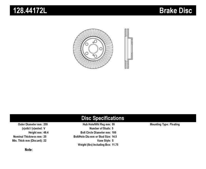 StopTech Sport Cross Drilled Brake Rotor - Front Left