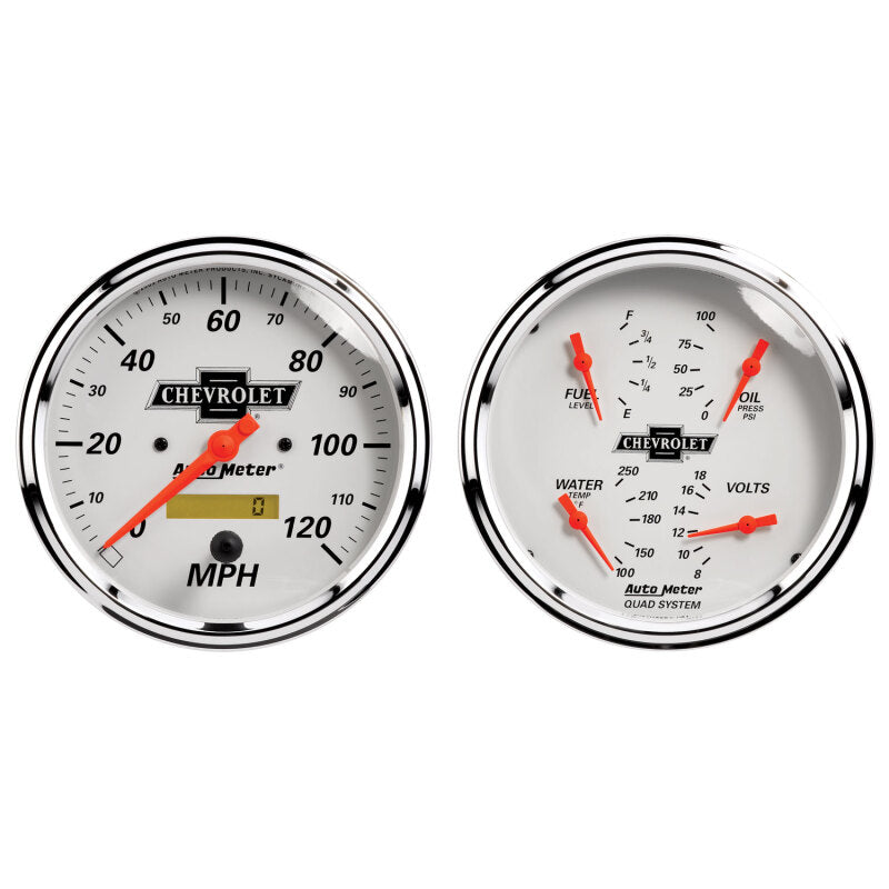 AutoMeter Gauge Kit 2 Pc. Quad & Speedometer 5in. Chevrolet Heritage Bowtie