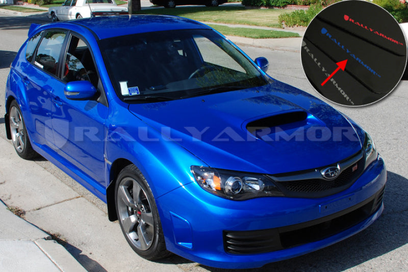 Rally Armor 08-11 Subaru STI (nur Hatch) / 11-14 WRX (nur Hatch) Schwarzer UR-Schmutzfänger mit blauem Logo