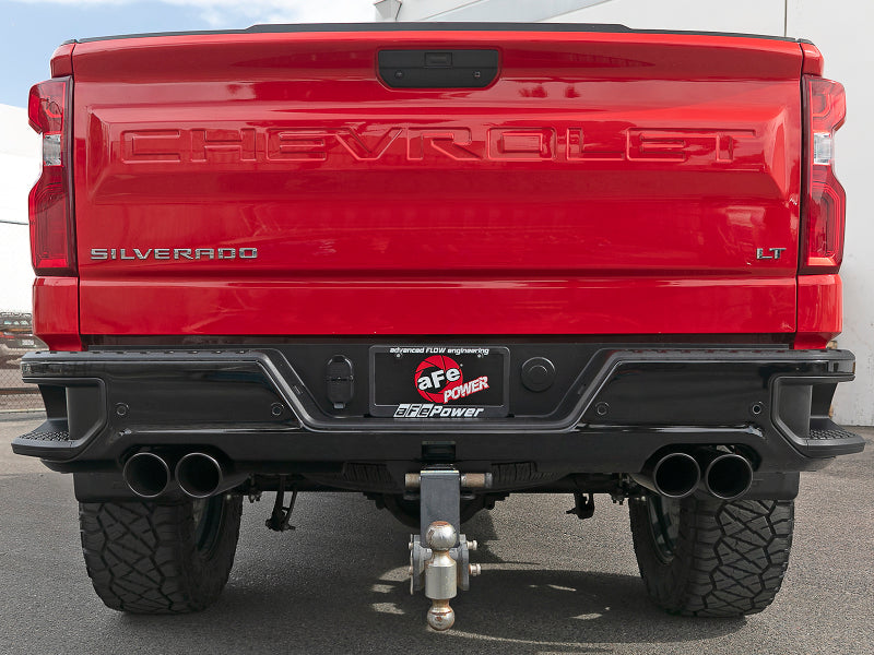 aFe Vulcan Series 3 cale 304 SS Cat-Back Układ Wydechowy z Czarnymi Końcówkami 2019 GM Silverado/Sierra 1500 V8-5.3L