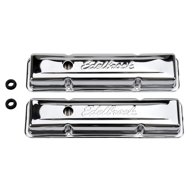 
                      
                        Edelbrock Valve Cover Signature Series Chevrolet 1959-1986 262-400 CI V8 Low Chrome
                      
                    