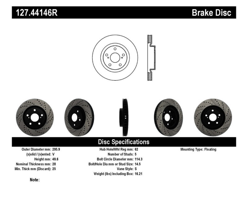 
                      
                        StopTech 07-09 Lexus ES 250/ES 300/ ES330/ES350 SportStop Slotted & Drilled Right Front Rotor
                      
                    