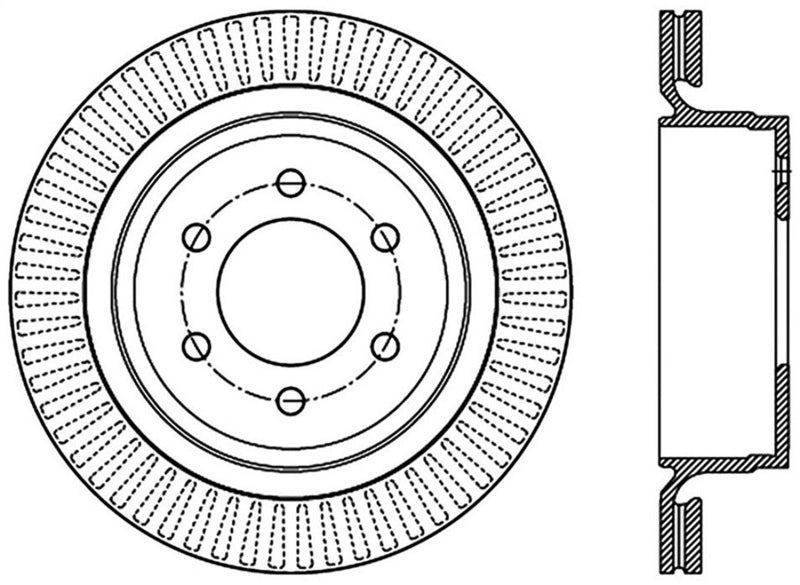 StopTech 12-14 Ford F-150 w/ 6 Lug Rear Left Slotted Sport Cryo Brake Rotor