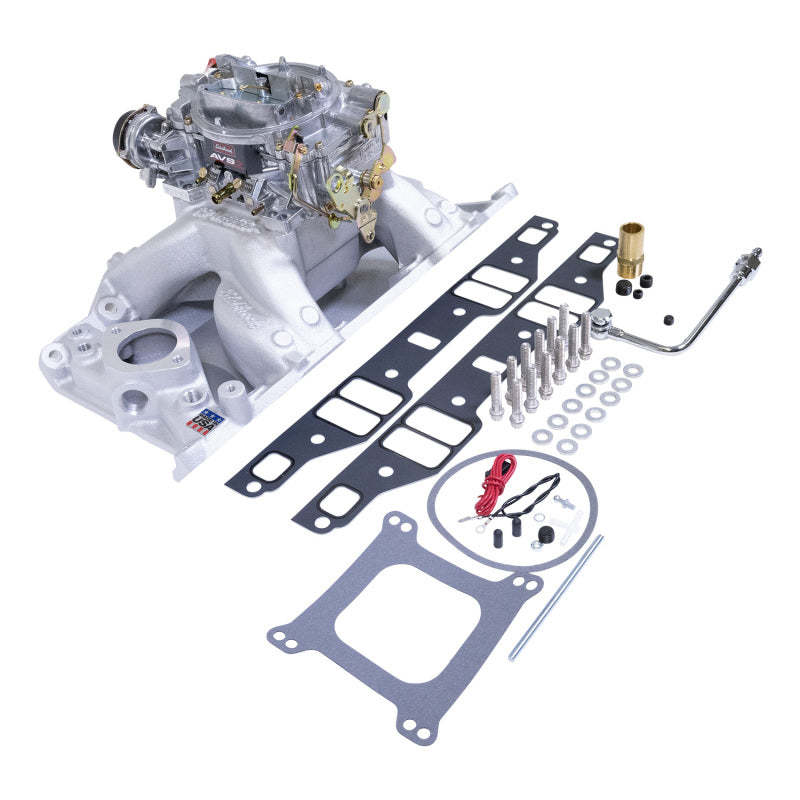 Edelbrock Manifold And Carb Kit Performer RPM Air-Gap Small Block Chrysler Natural Finish