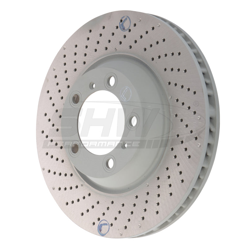 SHW 04-08 Porsche 911 GT3 w/o Ceramics Left Front Cross-Drilled Monobloc Brake Rotor (99735140990)