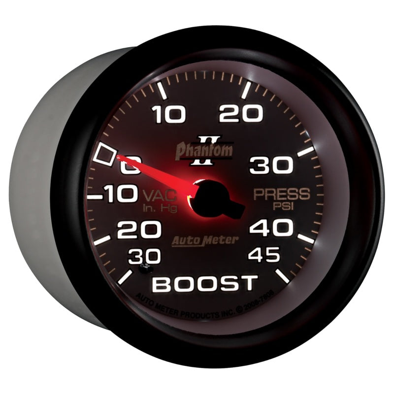 
                      
                        Autometer Phantom II 2-5/8in 30INHG-45PSI Phantom Mechanical Boost/Vacuum Gauge
                      
                    