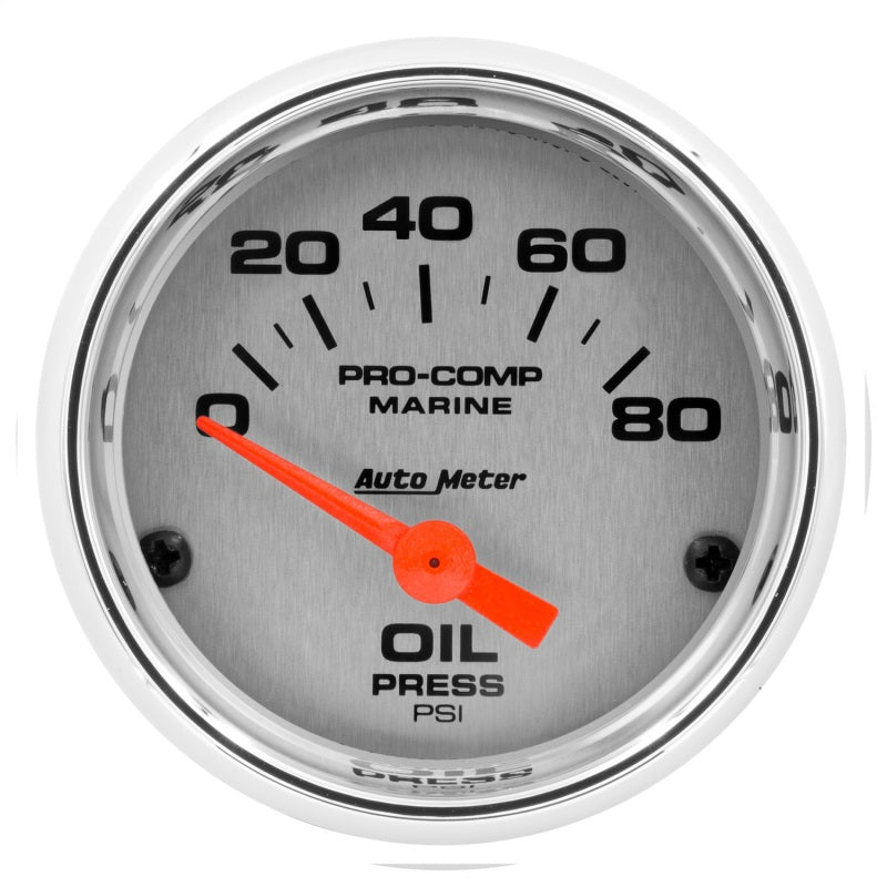 Autometer Marine Chrome Ultra-Lite 2-1/16in 80PSI Electric Oil Pressure Gauge