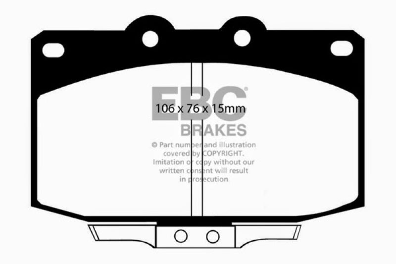 
                      
                        EBC 86-89 Mazda RX7 2.4 (1.3 Rotary)(Vented Rear Rotors) Yellowstuff Front Brake Pads
                      
                    