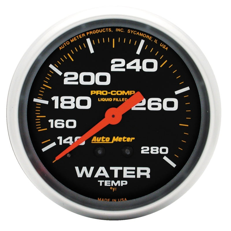 Autometer Liquid Filled Mechanical 2-5/8in 140-280 deg F Water Termperature Gauge Includes 6