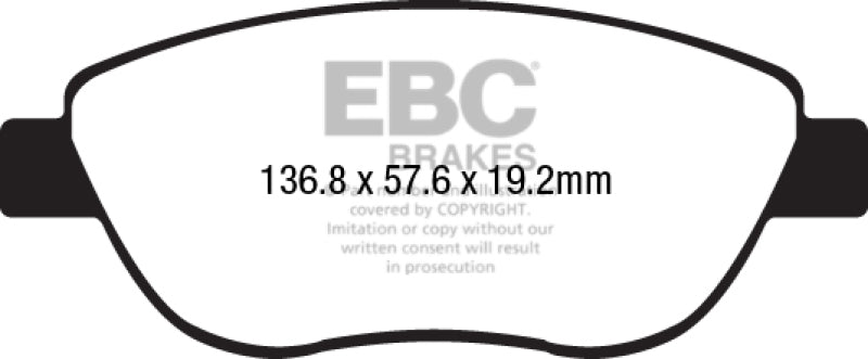 
                      
                        EBC 14-17 Fiat 500 Redstuff Ceramic Low Dust Front Brake Pads
                      
                    