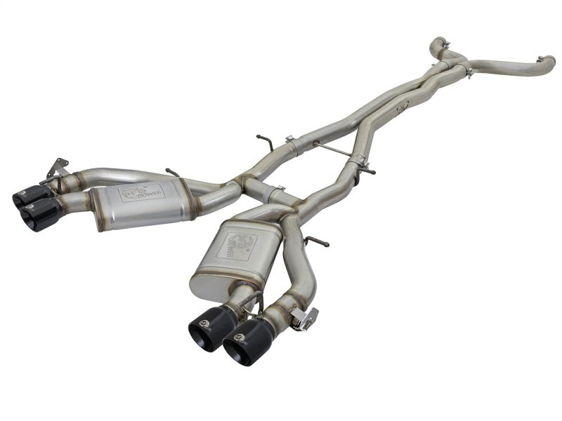 aFe MACHForce XP 3 cale 304 SS Cat-Back Podwójny układ wydechowy z czarnymi końcówkami 16-17 Chevy Camaro SS V8-6.2L