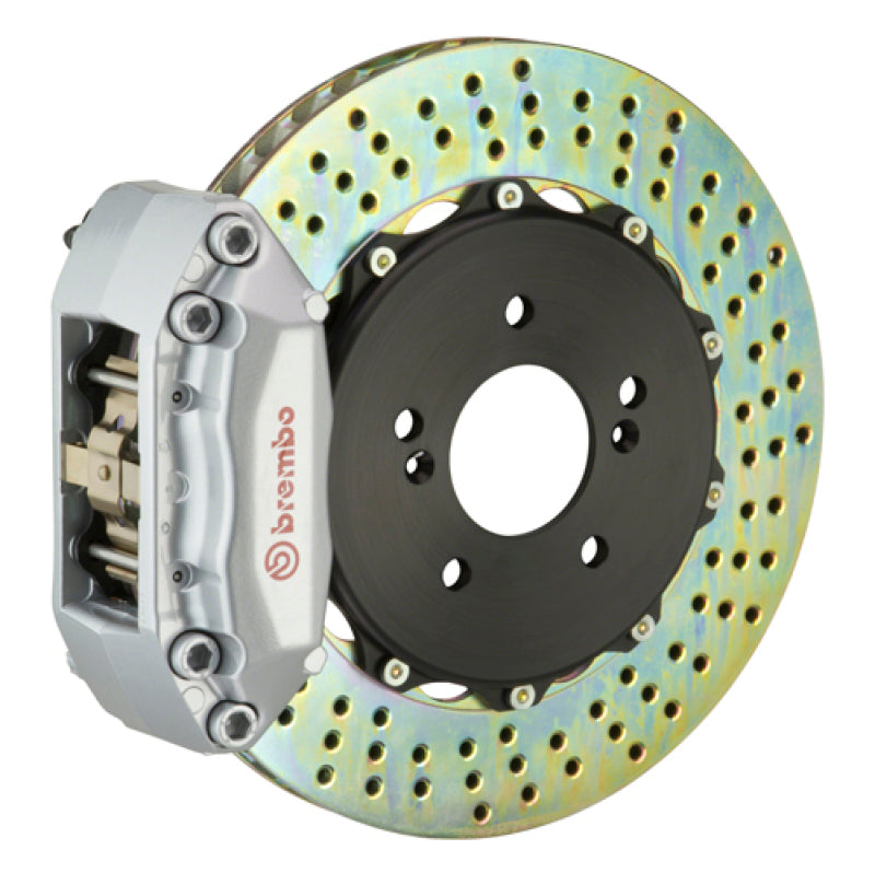 Brembo 00-04 Jetta 1.8t Front GT BBK 4 Piston Cast 2pc 328x28 2pc Rotor Drilled-Silver