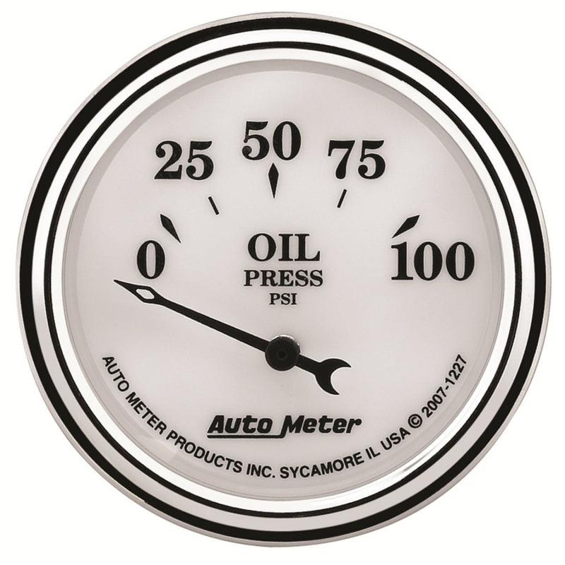 AutoMeter Gauge Oil Press 2-1/16in. 100PSI Elec Old Tyme White II