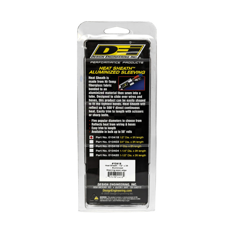 
                      
                        DEI Heat Sheath 1/2in I.D. x 3ft - Aluminized Sleeving - Sewn Edge
                      
                    