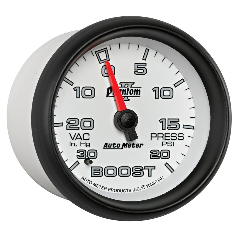 
                      
                        AutoMeter Gauge Vac/Boost 2-5/8in. 30Inhg-20PSI Mechanical Phantom II
                      
                    