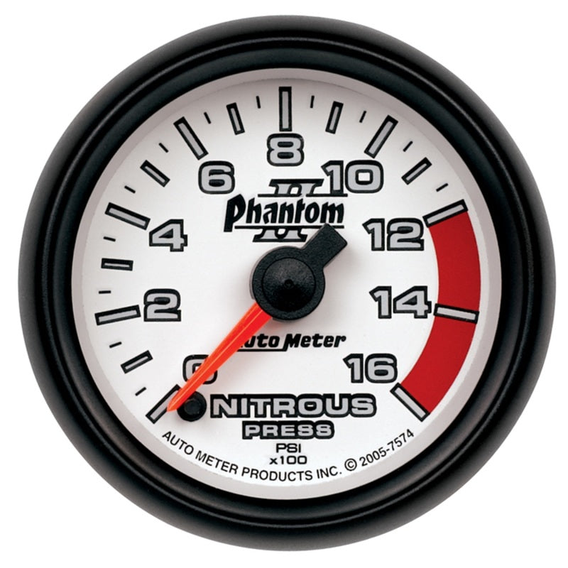 Autometer Phantom II 2-1/16in 0-1600 PSI Electrical Nitrous Pressure Gauge