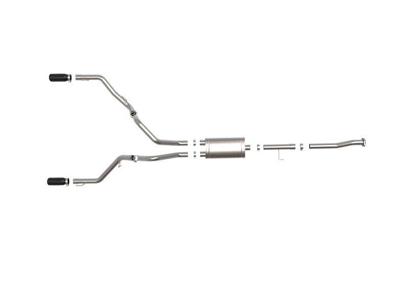 aFe Vulcan Series 3 cale 304SS Cat-Back z czarnymi końcówkami 15-20 Ford F-150 V6 2,7L/3,5L(tt) / V8 5,0L