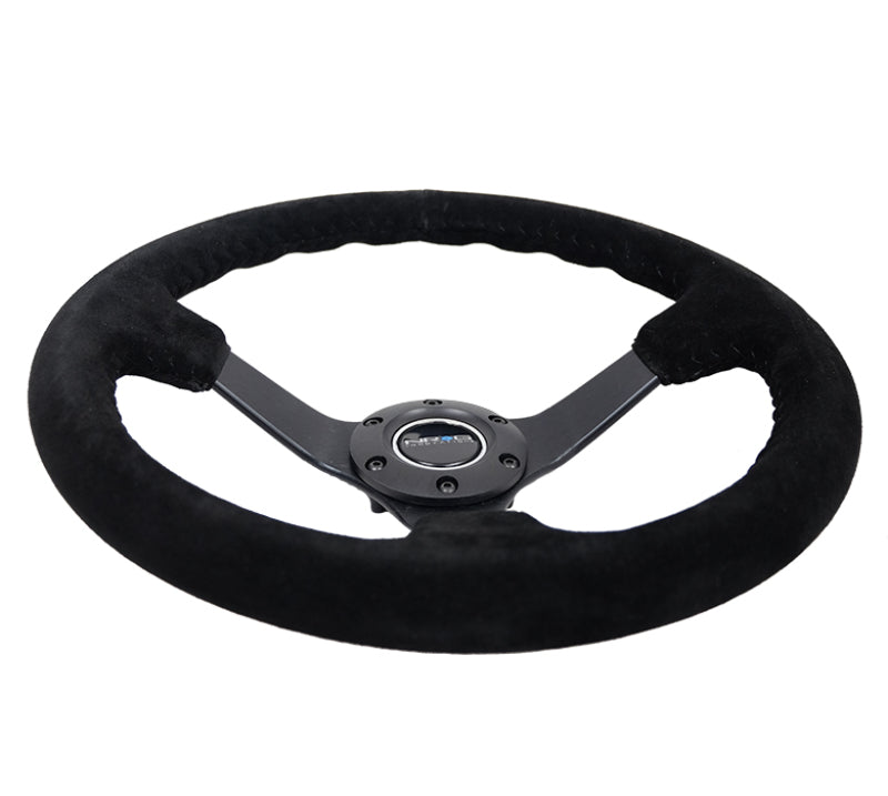 
                      
                        NRG Reinforced Steering Wheel (350mm / 3in. Deep) Blk Suede/Blk Bball Stitch w/5mm Matte Black Spoke
                      
                    