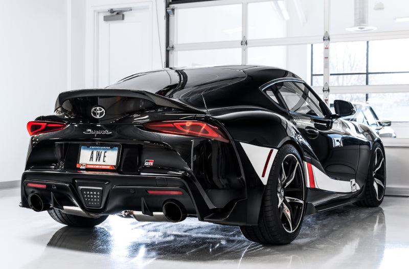 AWE 2020 Toyota Supra A90 Non-Resonated Touring Edition Exhaust - 5in Diamond Black Tips